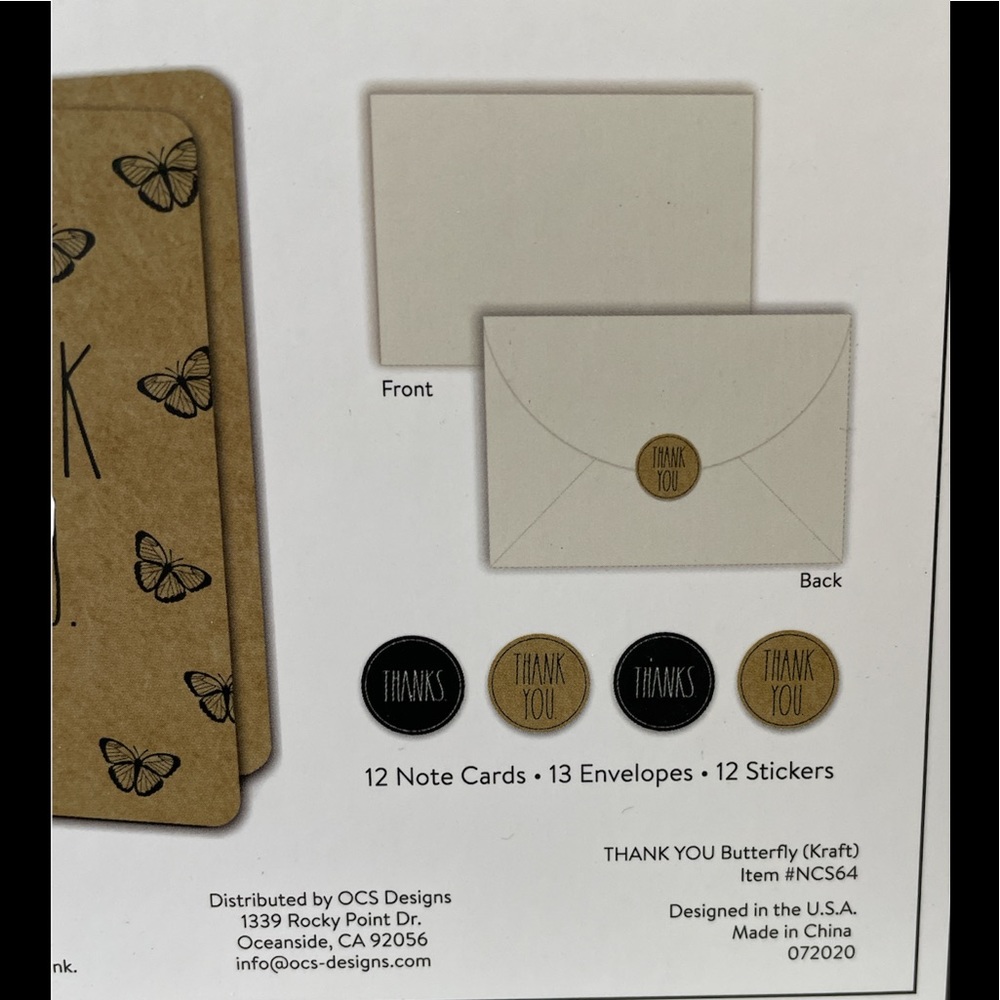 NEW Rae Dunn THANK YOU Note Card Set - Picture 4 of 5